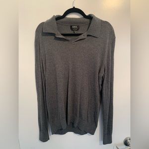A.P.C. Mens knitted Long sleeve Jerry Polo Shirt